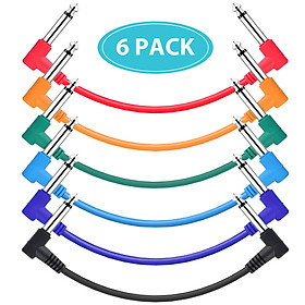 ammoon Guitar Effect Pedal Cables Instrument Patch Cord 15cm 1/4 Inch Right Angle TS Plug PVC Jacket, 6pcs/pack