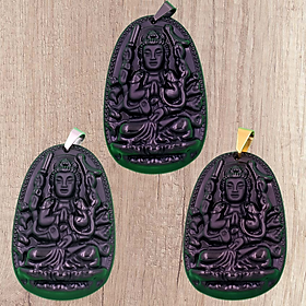 Mặt Phật Thiên Thủ Thiên Nhãn - thạch anh đen 4.3cm - tuổi Tý