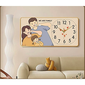 (ẢNH THẬT) Tranh đồng hồ tráng gương gia đình yêu thương 6 bo viền kèm đinh treo