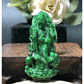 Mặt Phật Bà đứng Cẩm Thạch xanh lí cao cấp
