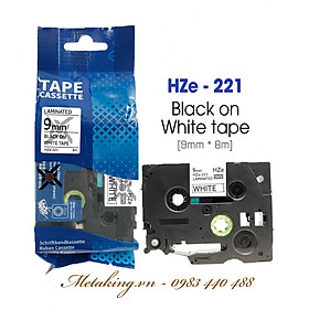 Mua Nhãn in tiêu chuẩn HZe-221  khổ 9mm x 8m  chữ đen nền trắng  dùng cho máy in nhãn Brother
