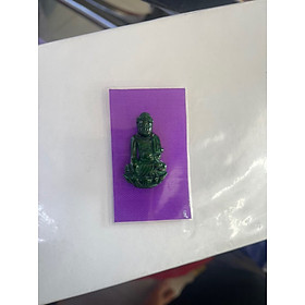 Mặt dây chuyền Nữ Phật Thích Ca Mới Đẹp Đá cẩm thạch tự nhiên xanh đậm đều đẹp Size cao 3,18cm x ngang 1,89cm Các Chị về bọc vàng lên đeo đẹp tốt ạ