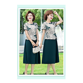 Đầm Trung Niên Dáng Dài Kiểu Dự Tiệc Cao Cấp Vải Lụa Mềm Mịn Tay Ngắn Cho Mẹ U40 U50