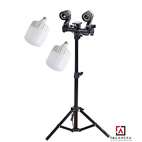 Mua Combo Đui Đèn Đôi E27 (có thể gắn 2 bóng cùng lúc) + 2 Bóng Đèn LED siêu sáng 50W + Chân Đèn Nhỏ 2m