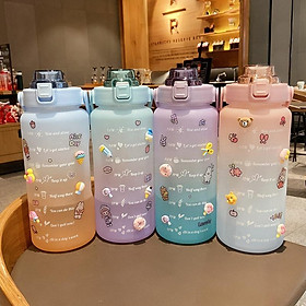 Hình ảnh Bình Nước Chia Giờ Nhắc Uống Nước 2 Lít- Bình Nước Siêu Dễ Thương, Tiện Dụng