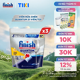 Combo 3 túi viên rửa chén bát Finish Powerball Quantum 21 viên/túi