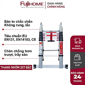 Mua Thang nhôm FUJIHOME TLA08 rút gọn chữ A nhập khẩu  Chiều cao tối đa 5m  Đế cao su