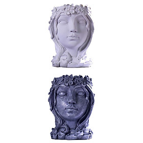 2pcs Resin Portrait Goddess Head Statue Planter Succulent  Bar