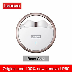 Tai nghe không dây LENOVO LP60 TWS kết nối Bluetooth 5.0 thể thao chống nước độ trễ ít chạm điều khiển mic HD cao cấp-Hàng chính hãng - Hoa hồng vàng