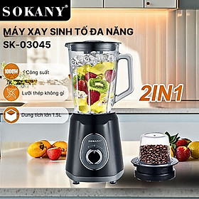 Máy xay sinh tố đa năng SOKANY SK-03045 xay rau củ quả và các loại hạt, 2 cối nhựa ABS cao cấp bền bỉ - HÀNG CHÍNH HÃNG - DELIYA