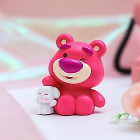 Mô Hình Gấu Dâu Mini Và Thỏ Trang Trí Xe Hơi Bàn Học Quà Tặng_ Hàng Chính Hãng