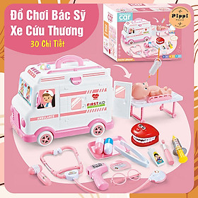 Đồ Chơi Bác Sĩ Cho Bé Gái Xe Cứu Thương 30 Chi Tiết Dụng Cụ Y Tế