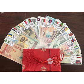 Mua Combo 20 tờ tiền của 20 nước tặng kèm túi gấm