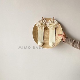 Tất vớ cao cổ viền bèo kiểu dáng tiểu thư, tất không gót unisex cho bé 1-4y Mimo baby T26