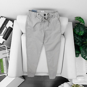 Quần kaki nam ống suông cao cấp co giãn lưng thun form Slimfit có dây rút chất kaki dầy dặn