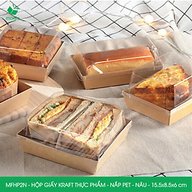 Mua MFHP2N - 15.5x8.5x6 cm - 50 hộp giấy kraft thực phẩm màu nâu nắp Pet  hộp giấy chữ nhật đựng thức ăn  hộp bánh nắp trong