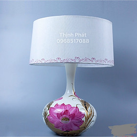 Mua Đèn để bàn thân gốm sứ bát tràng  thêu sen tay  trang trí nội thất