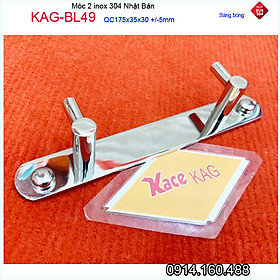 Mua Móc áo 2 chấu KAG-BL49  Móc chữ I treo đồ SUS304 Nhật Bản sáng bóng dập khuôn cao cấp tuyệt đẹp