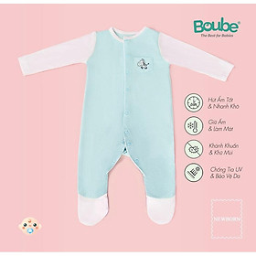 Bộ liền thân, body liền tất phối màu cho em bé sơ sinh Boube, vải sợi tre Bamboo thông minh, thoải mái - Size newborn