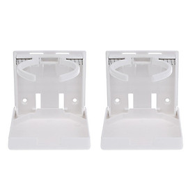 2 Pieces Adjustable Fold Up Cup Drink Holder for Marine Boat Truck Car, White