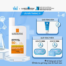 Sữa chống nắng mỏng nhẹ lâu trôi giúp bảo vệ da tối ưu khỏi tia UVA dài La Roche-Posay Anthelios Uvmune 400 Invisible Fluid 50ml