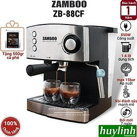 Máy pha cà phê Espresso gia đình Zamboo ZB-88CF - 15bar - Tặng 500 gram cafe - Hàng chính hãng