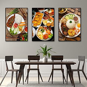 Tranh treo tường tráng gương cơm tấm 2 trang trí quán ăn,nhà hàng(kèm đinh treo)