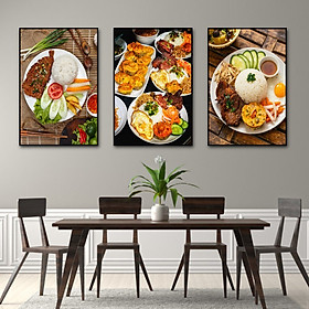Tranh treo tường tráng gương cơm tấm 4 trí quán ăn,nhà hàng