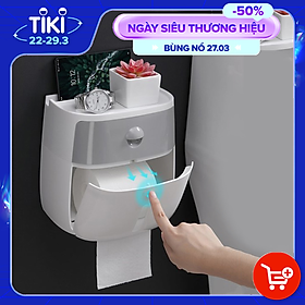 Hộp Đựng Giấy Vệ Sinh Đa Năng 2 Tầng, Có Ngăn Kéo, Khay Để Điện Thoại E1804 - Chất Liệu Nhựa Cao Cấp, Thiết Kế Sang Trọng, Đóng Mở Nhấn nút Tiện Dụng - Hàng Nhập Khẩu.