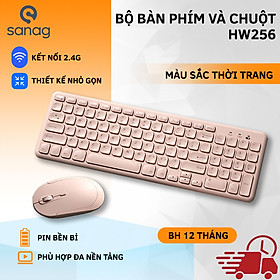 Bộ Bàn Phím Và Chuột Không Dây Sanag Bow HW256 nhiều màu kết nối chuẩn 2.4ghz tương thích máy tính, laptop - Hàng chính hãng