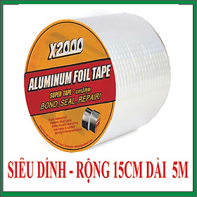 Băng keo X2000, dán trần nhà, dán tường, dán mái tôn, dán bể nước, ống nước, xô, chậu, bể bơi, phao bơi, bạt đầm nuôi tôm và các vết nứt, vết rạn ở mọi vật dụng khổ 15cm x 5m