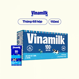 THÙNG 48 HỘP SỮA TƯƠI TIỆT TRÙNG VINAMILK 100% ÍT ĐƯỜNG - 110ML