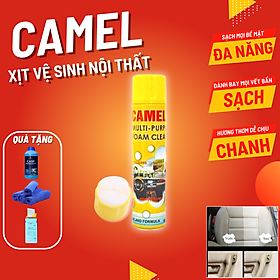 Dung dịch vệ sinh nội thất ô tô, xịt bọt vệ sinh đa năng CAMEL FOAM CLEANER cho nội thất, ghế da, trần nỉ ô tô.