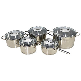 Bộ Nồi Từ Inox 304 Silit 3 Đáy 5 Món Nắp Kính Fivestar Tặng 10 Muỗng Ăn