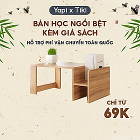 Mua Bàn Ngồi Bệt Kèm Giá Sách Bằng Gỗ Cho Học Sinh  Làm Bàn Ăn Ngồi Bệt Kiểu Nhật YAPI GHC-4601