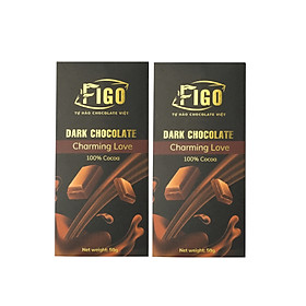 Combo 2 hộp Kẹo Socola đen nguyên chất 100% cacao không đường 50g Figo