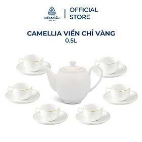 Bộ trà cao cấp Minh Long 0.5 L - Camellia - Chỉ Vàng