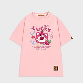 Áo thun unisex gấu dâu Lotso Lucky See Hello vui vẻ - Hồng