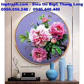 Mua Tranh thêu chữ thập 3 bông hoa mẫu đơn đỏ khoe sắc A298 chưa thêu