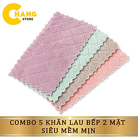 Combo 5 Khăn lau đa năng siêu thấm hút 2 mặt, Khăn lau nhà bếp siêu mềm mịn, giá cực sốc