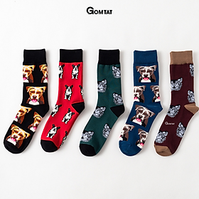 Tất Cổ Cao Nam Nữ GOMTAT Chất Liệu Cotton Cao Cấp, Vớ Cao Cổ Unisex Họa Tiết Hình Chú Chó Dễ Thương - FUJI - FUJI-014