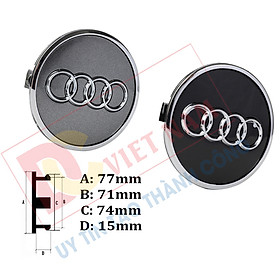 Logo chụp mâm bánh xe ô tô Audi Q7 AUD77 đường kính 77cm