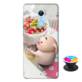 Ốp lưng nhựa dẻo dành cho Xiaomi Redmi 5 in hình Heo Con Trà Sữa - Tặng Popsocket in logo iCase - Hàng Chính Hãng