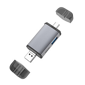 Đầu đọc thẻ 6 trong 1 bộ kết hợp USB Type-C Micro USB & USB 2.0 đến Đầu đọc thẻ TF / SD với 2 khe cắm