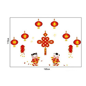 Mua Decal trang trí Tết - Rèm dây Lồng đèn đỏ và tiểu Đông đáng yêu