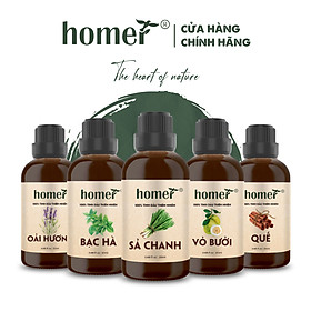 Tinh Dầu Thiên Nhiên Nguyên Chất HOMER Sả Chanh/ Quế/ Oải hương/ Bưởi/ Cam/ Hoa Lài/ Quýt/ Tràm Huế/ Hoa Hồng/ Lavender/ Ngọc Lan Tây/ Tràm Trà/ Sả...