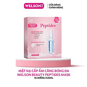 [H&B GIFTS] Hộp 10 miếng mặt nạ Peptides Welson Beauty dưỡng ẩm căng bóng da 10 miếng x 25ml