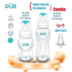 Combo bình sữa Pur Advanced 125ml, bình sữa Pur Advanced 250ml + Núm ti size L