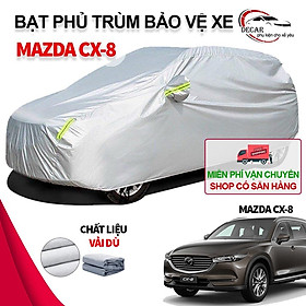 Bạt phủ xe ô tô 7 chỗ cỡ to Mazda Cx8 , áo chùm phủ kín bảo vệ xe ô tô chất liệu vải dù oxford cao cấp