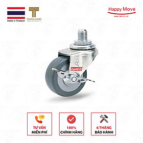 Mua Bánh xe đẩy cao su tổng hợp xám tải nhẹ cọc vít xoay khóa - 50-65-75mm - Happy Move Thái Lan